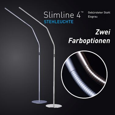 Світлодіодна торшерна лампа Daylight Slimline 4 6000K, 3200 Lux, 4 рівні яскравості, порт USB-C, захисний екран від відблисків, регулювання висоти, для дому та вітальні, шліфована сталь