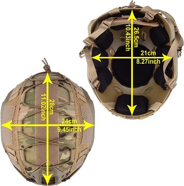Тактичний шолом для пейнтболу з пневматичною зброєю та швидким захватом з чохлом, боковими рейками та кріпленням для ПНВ, використовується для спорту на свіжому повітрі, полювання та стрільби, захисне спорядження TAN 22&39-26&39