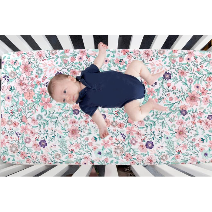 Комплект постільної білизни Jupeollon для дівчаток, жираф, квітковий візерунок, дитяча, дитяче ліжечко, 4-спальне простирадло, ліж