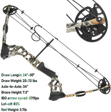 Набір складеного лука для дорослих початківців 20–70 lb – мисливський та спортивний лук з повним комплектом аксесуарів