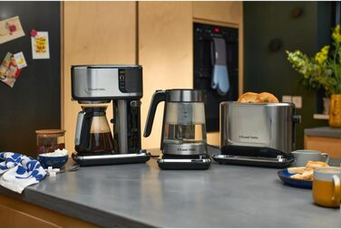 Кавоварка Russell Hobbs Barista регулювання міцності заварювання, функція холодного заварювання, піноутворювач молока Attentiv - Цифрова сенсорна панель управління (програмований таймер) Крапельна кавоварка 26230-56