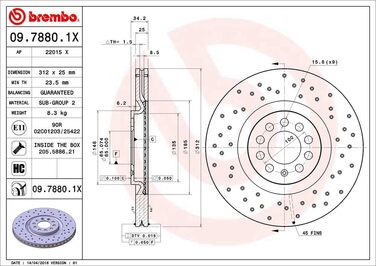 Гальмівні диски BREMBO 09.7880., чорні