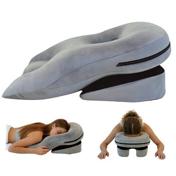 Подушка для сну обличчям вниз, післяопераційна подушка для підтримки, регульований по висоті масажний підголівник для ліжка, обладнання для відновлення після вітректомії сітківки (сірий)