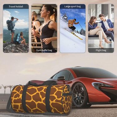 Дорожня сумка з дизайном черепа, кругла, великої місткості, легка та міцна, чудовий подарунок для походів, відпустки, ділових поїздок та іншого, з принтом жирафа, універсальний розмір