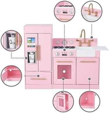 Рожева дитяча кухня Ігрова кухня Дитяча ігрова кухня Дерев&39яна кухня Teamson Kids TD-12302P