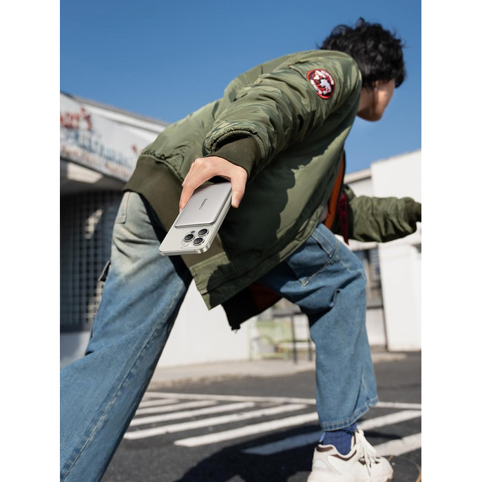 Портативний зовнішній акумулятор Baseus Picogo AM41, ультратонкий зовнішній акумулятор MagSafe ємністю 5000 мАг, швидка зарядка PD 20 Вт, бездротовий, магнітний, з кабелем USB-C для iPhone 17/16/15/14/13/12, колір космічний сірий, 5000 мАг