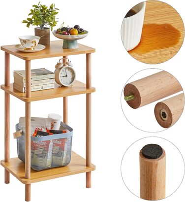 Дерев&39яний журнальний столик IBUYKE, тумбочка з 3 ярусами, 39x29x68,5 см, журнальний столик, столик для дивана, для спальні, вітальні, сучасний дизайн, легке складання, натуральний WST003N 39 x 29 x 68,5 см натуральний