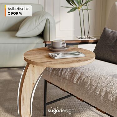 Журнальний столик на колесах, невеликий С-подібний приставний столик, приставний столик до дивана, стильний диванний столик з красивим виглядом горіхового дерева, круглий приставний столик, ідеальний для дивана та вітальні, С-подібний горіх