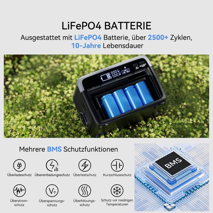 Портативна електростанція FlashFish 230,4 Втгод із сонячною панеллю 100 Вт, літій-фільтр-полімерним акумулятором 300 Вт (пікова потужність 600 Вт) з 2 портами постійного струму, 4 портами USB, світлодіодними ліхтарями, мобільний блок живлення для кемпінгу