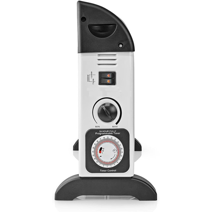 Конвектор X4-LIFE 2000 Вт з 24-годинним таймером, електричний обігрівач, економить витрати на електроенергію, захист від перегріву з індикатором, 3 режими нагріву від 750 Вт, обігріває площу до 25 м, портативний обігрівач з ручками для перенесення
