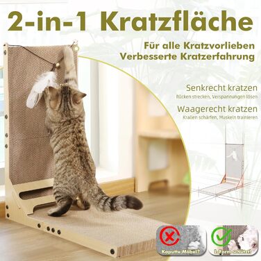 Когтеточка для котів Mora Pets, картонна когтеточка, збільшити, 59 см, когтеточки для котів, L-подібні когтеточки, високоякісні когтеточки з м&39ячиками, гофрований картон, когтеточки, меблі для котів, картонні когтеточки, розмір