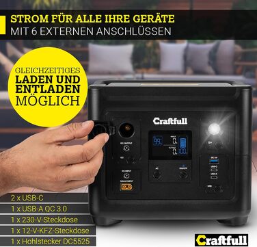 ЗВЕЛИКІ ЄМНОСТІ - 750 Вт - Літій-літій-літій-полімерний акумулятор - 80 після &gt 2000 циклів зарядки - SOS - USB-C/USB-A/автомобільний/Schuko штекер (0 ПДВ, 500 Вт), 500 3