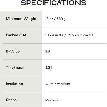 Ультралегкий утеплений килимок для сну Nemo Tensor Trail, звичайна форма, мумія (72 x 20 x 3,5)