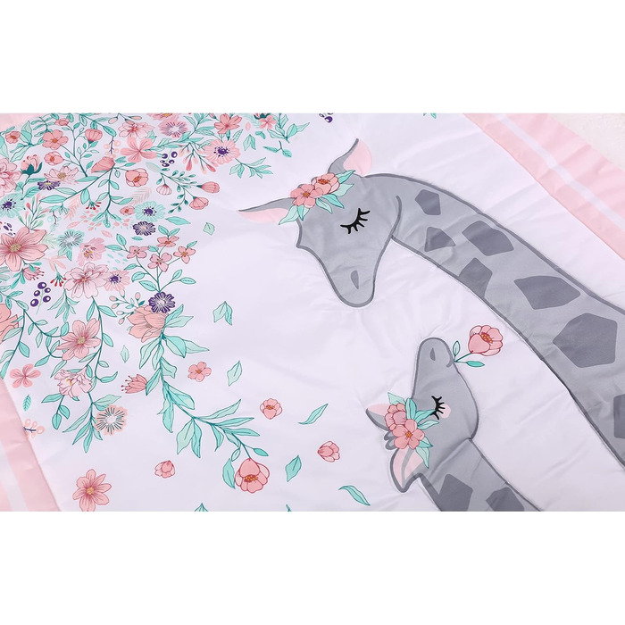 Комплект постільної білизни для дитячого ліжечка Baevellery, 3 предмети, м'яке дитяче ліжечко, візерунок жирафа, сірий