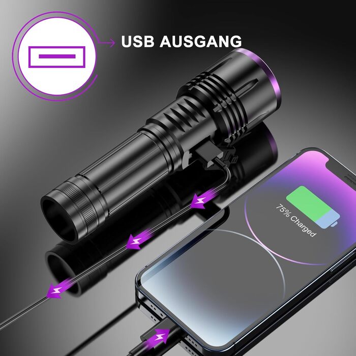 Детектори сечі домашніх тварин, 365nm, Blacklight Flashlight Rechargeable, Blacklight Lamp UV Light Lamp Blacklight, 30W UV Lamp for Amber Search, Scorpion, Yooperlite, Uranium Glass