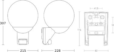 Вуличний настінний світильник Steinel L 585 S, білий, датчик руху 180, макс. радіус дії 10 м, класичний, корпус з видутого скла ручної роботи, білий - без лампочки, білий - без лампочки, одинарний