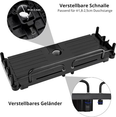 Душова полиця LOLYPOT без свердління телескопічна 32-48см, Душова полиця для підвісного органайзера для ванної кімнати, Душова пол