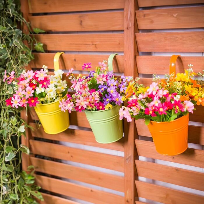 Підвісних квіткових горщиків 16 см, кольоровий металевий квітковий горщик, підвісний горщик зі знімним гачком і отвором, для балко