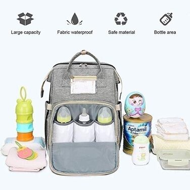 Портативна пеленальна сумка, водонепроникна багатофункціональна пеленальна сумка для переодягання немовлят, дитяче ліжечко з ізоль