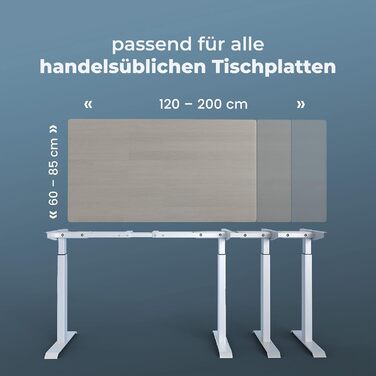 Каркас столу VESKA з регульованою висотою - Каркас столу - Каркас офісного столу з подвійним двигуном, електричним регулюванням висоти, сенсорним екраном та функцією пам&39яті (антрацит)