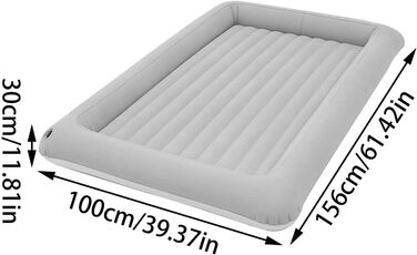 Портативний надувний дитячий матрац 156 x 100 x 30 см, зручний надувний матрац з ПВХ з піднятою рамою, легкий дорожній надувний матрац зі швидким надуванням для комфортного сну Літак, кемпінг, активний відпочинок