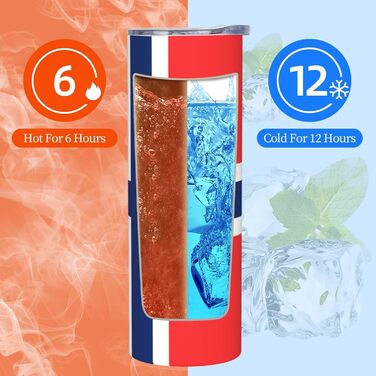 Кухоль з прямою трубочкою, дизайн норвезький прапор, друкований, дорожній кухоль, підходить для кемпінгу, офісу та дому, 590 мл