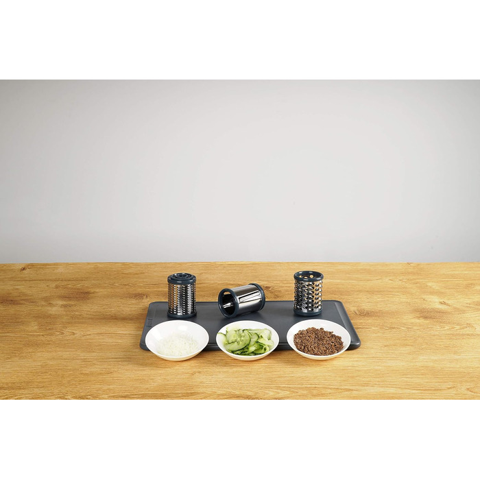 Барабанна терка Fackelmann 27911, нержавіюча сталь 18/8, білий, сріблястий і синій, 210,5X10CM Терка для барабанів білий/синьо-сірий