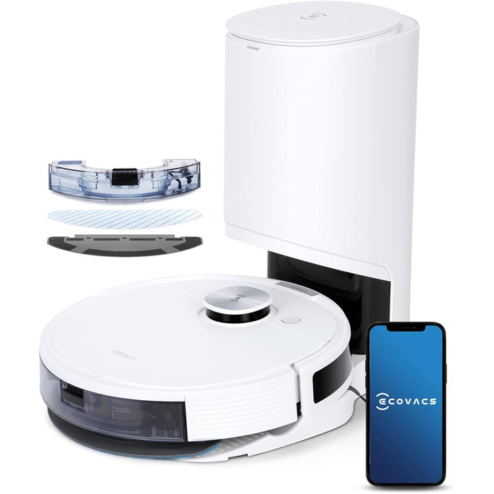 Робот-пилосос ECOVACS DEEBOT N10 PLUS зі шваброю 4300 Па, автоматична всмоктувальна станція, до 300 хв/400 м, лазерна навігація Tr