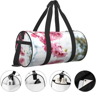 Спортивна сумка-мішок для подорожей з весняним природним принтом, чорна, універсальний розмір, дорожня сумка