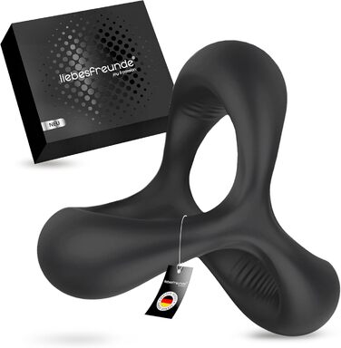 Секс-іграшка Liebesfreunde Dual Penis Ring для чоловіків - кільце для півня та кільце для яєчок для надзвичайно сильної ерекції, чорний