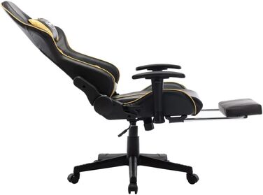 Геймерське крісло, ергономічне офісне крісло з регульованою підставкою для ніг, висока спинка для комп&39ютерних геймерів, чорно-золота штучна шкіра з підставкою для ніг.