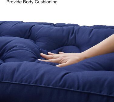 Матрац для кемпінгу (190 x 75 см), бавовняний килимок для похідного ліжка, стьобаний килимок для сну для кемпінгу, килимок для сну, бавовняний килимок для сну, що згортається та складається, портативний темно-синій