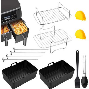 Аксесуари для фритюрниці Ketilrub - Аксесуари для фритюрниці Ninja AF300EU AF400EU 9.5 л, для Ninja Foodi Max Dual Zone, аксесуари для фритюрниці Ninja, Innsky, Princess Air Fryer (12 шт. )
