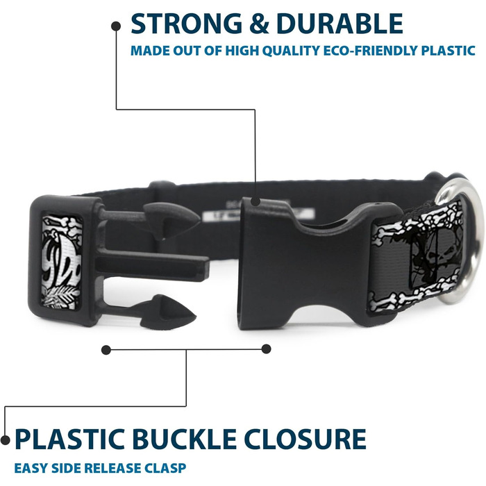 Нашийник для собак Buckle-Down Scooby Doo, пластикова застібка, багатоколірний, ширина 2,5 см, підходить для обхвату шиї 38-66 см, розмір L (DC-BKSR-WSD014-1.0-L). Ширина 2,5 см - підходить для обхвату шиї 38-66 см - великий розмір, багатоколірний.