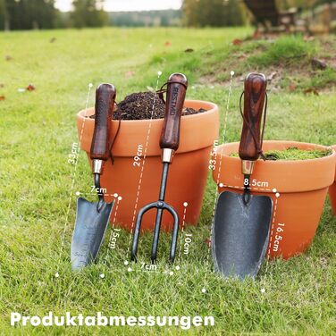 Набір садових інструментів RESTMO (3 предмети) лопата, сапа та вила з вуглецевої сталі з дерев'яними ручками. Ідеальний подарунок для садівників