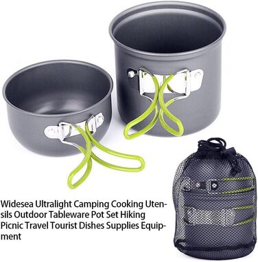 Портативний складаний горщик для кемпінгу, відкритий посуд для пікніка, портативний складаний посуд для кемперів, туристичних страв, з сумкою для зберігання