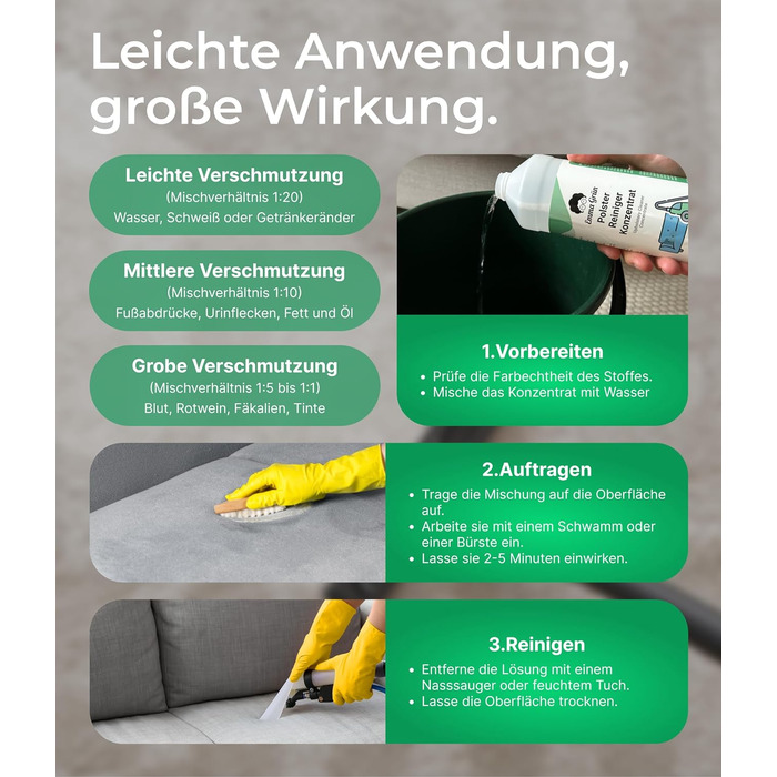 Потужний пилосос Засіб для чищення килимів, диванів і текстилю - ідеально підходить як засіб для чищення Вологий пилосос - Ефектив