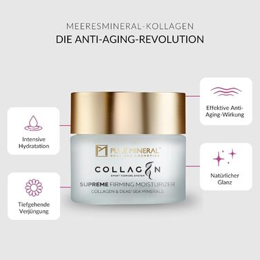 Мінеральний крем для обличчя з колагеном Pure Mineral - зволоження та підтяжка шкіри з мінералами Мертвого моря. Без силіконів, сульфатів та парабенів - 50 мл