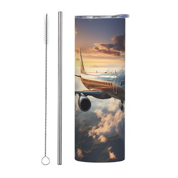 Кухоль об&39ємом 590 мл з прямою трубочкою, літаки злітають, дорожній кухоль з принтом, підходить для кемпінгу, офісу та дому.