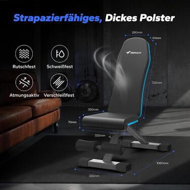 Складана силова лава MERACH, вантажопідйомність 450 кг, багатофункціональна тренувальна лава з 72 положеннями регулювання, регульований кут нахилу для тренувань усього тіла, домашня фітнес-лава, чорна