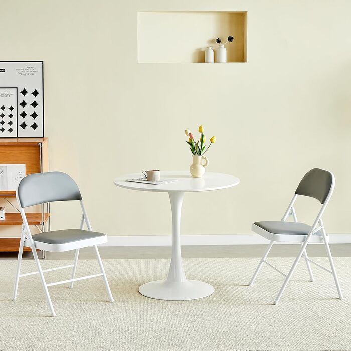 Розкладне крісло mcc direct, розкладне крісло зі штучної шкіри з металевим каркасом та м&39яким сидінням, легко складається та зберігається для дому, офісу, їдальні та приймальні, комплект з 2 шт. (сірий)