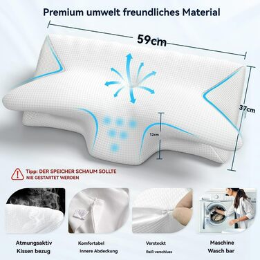 Ортопедична подушка для шиї Yagerod, ергономічна подушка з піни з ефектом пам&39яті для підтримки та полегшення шиї подушка для шийного відділу хребта для сну на боці, спині та животі (чорна)