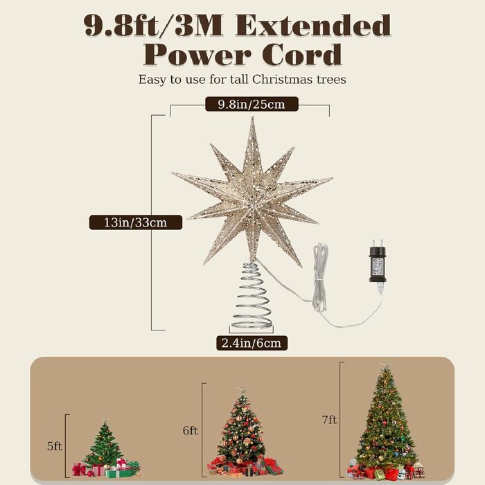 Різдвяна верхівка для ялинки Lewondr