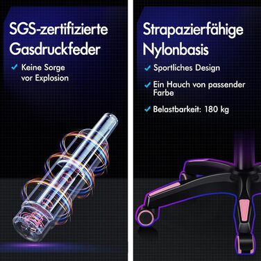 Ігрове крісло ALFORDSON, офісне крісло, з 2-точковим масажем, підставкою для ніг, підголівником та поперековою подушкою, регульована спинка 150, штучна шкіра, рожевий