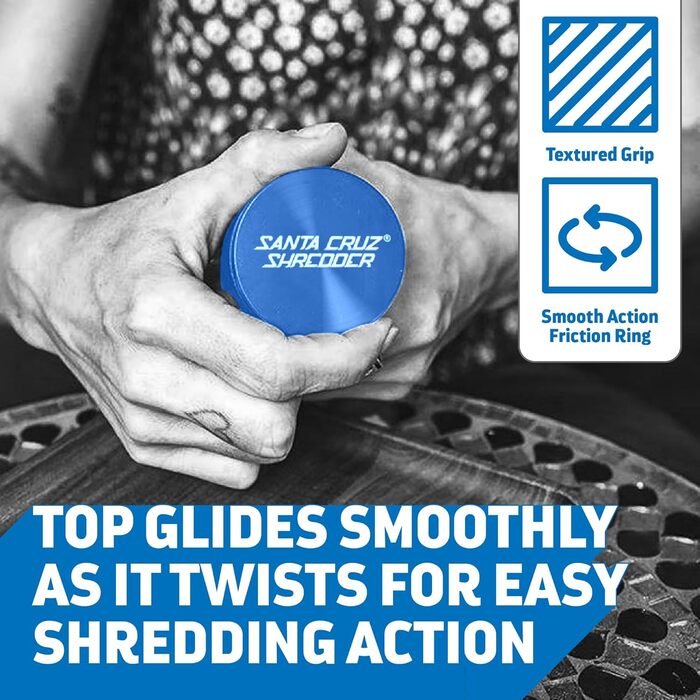 Подрібнювач металевих трав Santa Cruz, рифлена для міцнішого зчеплення, 3 шт. и, маленька, 4,3 см (синій)