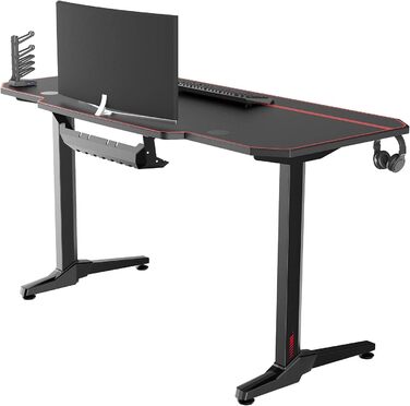 Ігровий стіл sogesfurniture 140 см, ігровий комп&39ютерний стіл для ПК з великим килимком для миші, тримачем для напоїв, гачком для навушників, ST-Eagle-1400BK-BH