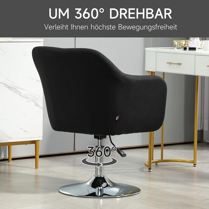 Крісло HOMCOM для вітальні, крісло для відпочинку з металевим каркасом, крісло для читання з лляним виглядом, м&39яке крісло для спальні, вітальні, чорне, імітація чорного льону