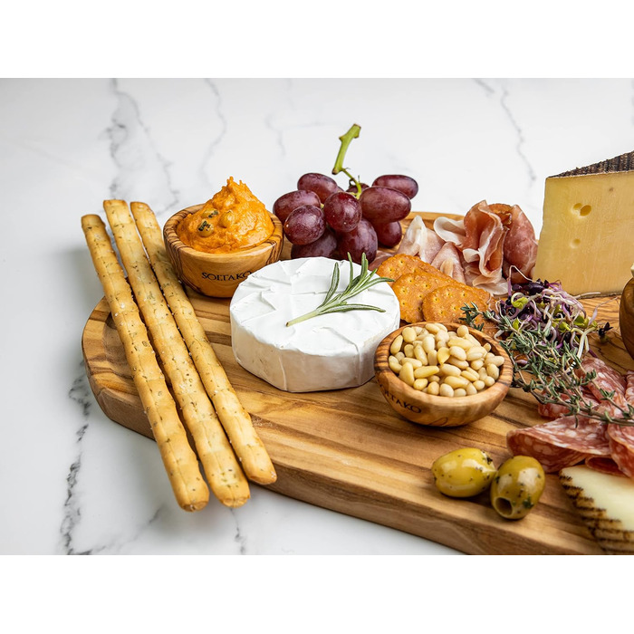 Високоякісні міні-миски для занурення з ексклюзивного оливкового дерева - соусниці - маленька середземноморська миска для оливок і