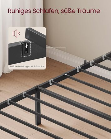 Каркас односпального ліжка VASAGLE, Каркас ліжка, 90 x 200 см, з м&39яким узголів&39ям, Каркас ліжка, Сталь, Витримує до 250 кг, Легке складання, Голубино-сірий RMB972G01 90 x 200 см Голубино-сірий