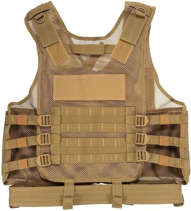 Чоловічий тактичний жилет Lejie Tactical Vest Чоловічий жилет на відкритому повітрі з кишенями - тактичний жилет для полювання риболовлі кемпінгу Airsoft Пейнтбол Військовий 58 * 40см TAN